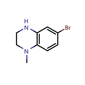 Chemical structure of 6-Bromo-1-methyl-1,2,3,4-tetrahydroquinoxaline , CAS 912284-82-3, AChemBlock X191218