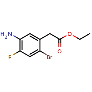 Chemical structure of Ethyl 5-Amino-2-bromo-4-fluorophenylacetate , CAS 1442471-26-2, AChemBlock X191220