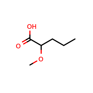 Chemical structure of 2-Methoxypentanoic acid , CAS 66018-26-6, AChemBlock X191244