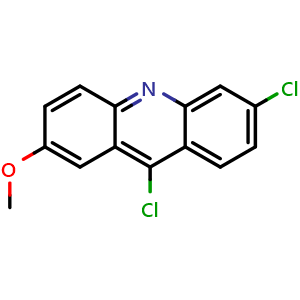 Chemical structure of 6,9-Dichloro-2-methoxyacridine , CAS 86-38-4, AChemBlock X191250