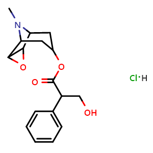 Chemical structure of (-)-Scopolamine hydrochloride , CAS 55-16-3, AChemBlock X191278