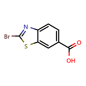 Chemical structure of 2-Bromobenzothiazole-6-carboxylic acid , CAS 22514-58-5, AChemBlock X191323