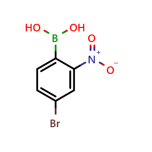Chemical structure of 4-Bromo-2-nitrophenylboronic acid , CAS 860034-11-3, AChemBlock X191338