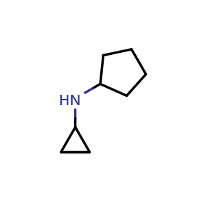 Chemical structure of N-Cyclopropylcyclopentanamine , CAS 873-59-6, AChemBlock X191345
