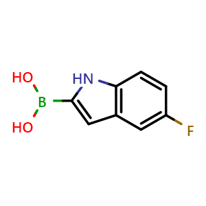 Chemical structure of 5-Fluoroindole-2-boronic acid , CAS 1202709-15-6, AChemBlock X191351