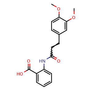 Chemical structure of 2-[3-(3,4-Dimethoxyphenyl)acrylamido]benzoic acid , CAS 53902-12-8, AChemBlock X191388