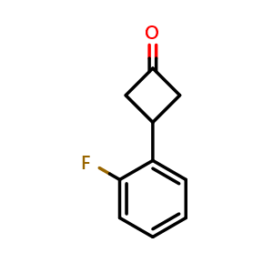 Chemical structure of 3-(2-Fluorophenyl)cyclobutanone , CAS 1080636-31-2, AChemBlock X191391