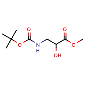 Chemical structure of Methyl N-Boc-3-amino-2-hydroxypropanoate , CAS 113525-87-4, AChemBlock X191396