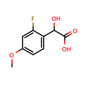 Chemical structure of 2-(2-Fluoro-4-methoxyphenyl)-2-hydroxyacetic acid , CAS 1214327-99-7, AChemBlock X191398
