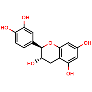 Chemical structure of (2R,3S)-2-(3,4-Dihydroxyphenyl)chroman-3,5,7-triol , CAS 154-23-4, AChemBlock X191414