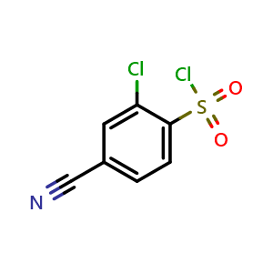 Chemical structure of 2-Chloro-4-cyanobenzene-1-sulfonyl chloride , CAS 254749-11-6, AChemBlock X191424