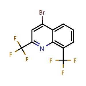 Chemical structure of 2,8-Bis(trifluoromethyl)-4-bromoquinoline , CAS 35853-45-3, AChemBlock X191444