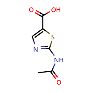 Chemical structure of 2-Acetamidothiazole-5-carboxylic acid , CAS 1170060-19-1, AChemBlock X191459