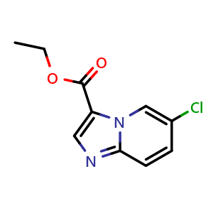 Chemical structure of Ethyl 6-chloroimidazo[1,2-a]pyridine-3-carboxylate , CAS 1260797-60-1, AChemBlock X191466