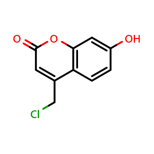 Chemical structure of 4-(Chloromethyl)-7-hydroxy-2H-chromen-2-one , CAS 25392-41-0, AChemBlock X191489