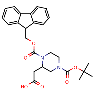 Chemical structure of 1-Fmoc-4-Boc-2-piperazineacetic acid , CAS 183742-34-9, AChemBlock X191523