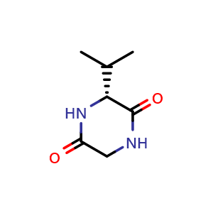 Chemical structure of (R)-3-Isopropyl-2,5-piperazinedione , CAS 143673-66-9, AChemBlock X191550