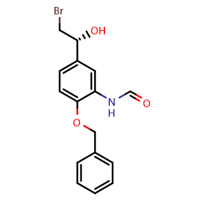 Chemical structure of (R)-N-[2-(Benzyloxy)-5-(2-bromo-1-hydroxyethyl)phenyl]formamide , AChemBlock X191556
