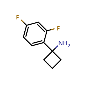Chemical structure of 1-(2,4-Difluorophenyl)cyclobutanamine , CAS 1314743-62-8, AChemBlock X191579