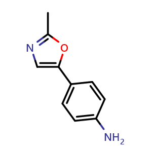 Chemical structure of 4-(2-Methyl-5-oxazolyl)aniline , CAS 89260-50-4, AChemBlock X191604