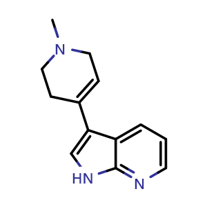 Chemical structure of 3-(1-Methyl-1,2,3,6-tetrahydro-4-pyridyl)-7-azaindole , CAS 325975-67-5, AChemBlock X191618