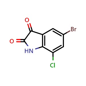 Chemical structure of 5-Bromo-7-chloroindoline-2,3-dione , CAS 613656-97-6, AChemBlock X191619