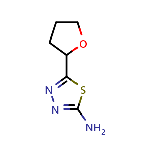 Chemical structure of 5-(Tetrahydro-furan-2-yl)-[1,3,4]thiadiazol-2-ylamine , CAS 383131-87-1, AChemBlock X191624