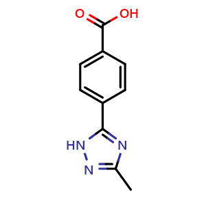 Chemical structure of 4-(3-Methyl-1H-1,2,4-triazol-5-yl)benzoic acid , CAS 1340352-96-6, AChemBlock X191626