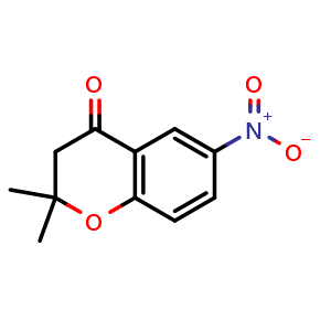 Chemical structure of 2,2-Dimethyl-6-nitrochroman-4-one , CAS 111478-49-0, AChemBlock X191634