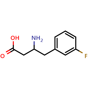 Chemical structure of 3-Amino-4-(3-fluorophenyl)butyric acid , CAS 1185186-15-5, AChemBlock X191650