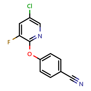 Chemical structure of 4-((5-Chloro-3-fluoropyridin-2-yl)oxy)benzonitrile , CAS 1538764-41-8, AChemBlock X191662
