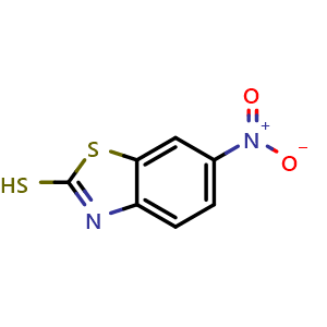 Chemical structure of 2-Mercapto-6-nitrobenzothiazole , CAS 4845-58-3, AChemBlock X191677