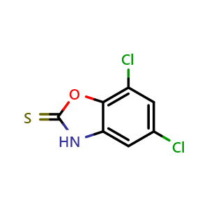 Chemical structure of 5,7-Dichlorobenzoxazole-2(3H)-thione , CAS 98279-11-9, AChemBlock X191681