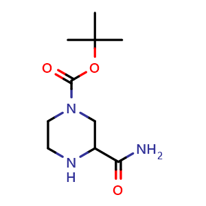 Chemical structure of 1-Boc-3-carbamoylpiperazine , CAS 112257-24-6, AChemBlock X191688
