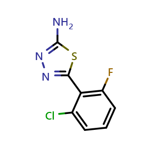 Chemical structure of 2-Amino-5-(2-chloro-6-fluorophenyl)-1,3,4-thiadiazole , CAS 299934-62-6, AChemBlock X191719