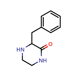 Chemical structure of 3-benzylpiperazin-2-one , CAS 78551-76-5, AChemBlock X191721