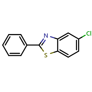Chemical structure of 5-Chloro-2-phenylbenzothiazole , CAS 952-16-9, AChemBlock X191727