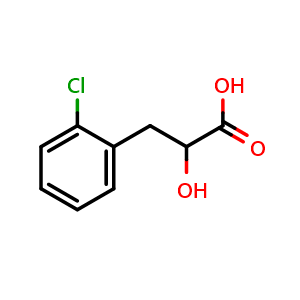 Chemical structure of 3-(2-Chlorophenyl)-2-hydroxypropionic acid , CAS 133373-31-6, AChemBlock X191747