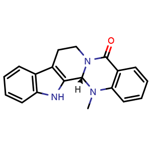 Chemical structure of (S)-14-Methyl-7,8,13b,14-tetrahydroindolo[2',3':3,4]pyrido[2,1-b]quinazolin-5(13H)-one , CAS 518-17-2, AChemBlock X191786