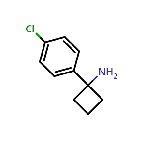 Chemical structure of 1-(4-Chlorophenyl)cyclobutanamine , CAS 75095-80-6, AChemBlock X191798
