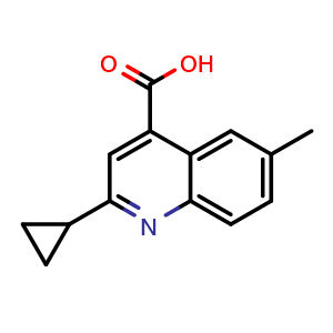 Chemical structure of 2-cyclopropyl-6-methylquinoline-4-carboxylic acid , CAS 588681-43-0, AChemBlock X191812