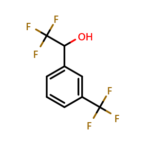 Chemical structure of 2,2,2-Trifluoro-1-(3-(trifluoromethyl)phenyl)ethan-1-ol , CAS 721-36-8, AChemBlock X191813