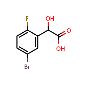 Chemical structure of 2-(5-Bromo-2-fluorophenyl)-2-hydroxyacetic acid , CAS 668969-65-1, AChemBlock X191815