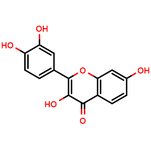 Chemical structure of 2-(3,4-Dihydroxyphenyl)-3,7-dihydroxy-4H-chromen-4-one , CAS 528-48-3, AChemBlock X191818