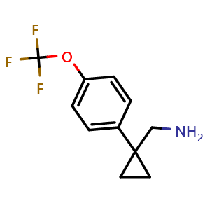 Chemical structure of 1-[4-(Trifluoromethoxy)phenyl]cyclopropanemethanamine , CAS 1209782-81-9, AChemBlock X191880