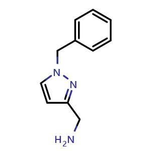Chemical structure of 3-(Aminomethyl)-1-benzylpyrazole , CAS 1005378-65-3, AChemBlock X191882