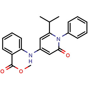 Chemical structure of Methyl 2-[(6-Isopropyl-2-oxo-1-phenyl-1,2-dihydropyridin-4-yl)amino]benzoate , CAS 1831094-06-4, AChemBlock X191898