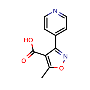 Chemical structure of 5-methyl-3-pyridin-4-ylisoxazole-4-carboxylic acid , CAS 90771-23-6, AChemBlock X191912