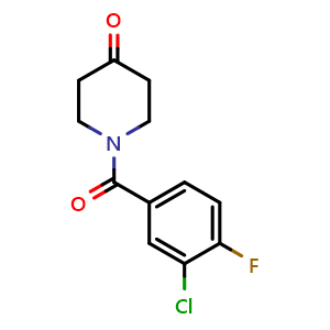Chemical structure of 1-(3-Chloro-4-fluorobenzoyl)-4-piperidinone , CAS 223632-64-2, AChemBlock X191919