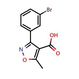 Chemical structure of 3-(3-bromophenyl)-5-methylisoxazole-4-carboxylic acid , CAS 954230-35-4, AChemBlock X191920
